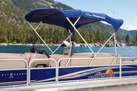 Tracker® Sun Tracker Party Barge 24 DLX Aft-Canopy-Top-Full-Zippers-OEM-D6™ Factory AFT (rear) CANOPY (Bimini) TOP CANVAS (Fabric Only, NO Frame or Boot Cover) with Zippers along all 4 Edges for Enclosure Curtains (not included), OEM (Original Equipment Manufacturer)