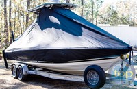 Triton® 240 LTS T-Top-Boat-Cover-Sunbrella-1549™ Custom fit TTopCover(tm) (Sunbrella(r) 9.25oz./sq.yd. solution dyed acrylic fabric) attaches beneath factory installed T-Top or Hard-Top to cover entire boat and motor(s)