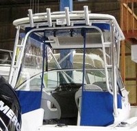Trophy® 2102 WA Hard-Top-Aft-Drop-Curtain-OEM-T2™ Factory AFT DROP CURTAIN to floor with Eisenglass window(s) and Zipper Access for boat with Factory Hard-Top, OEM (Original Equipment Manufacturer)