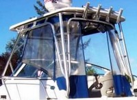 Photo of Trophy 2152 WA, 2011: Hard-Top, Side Curtains, Aft Curtain zipped open, viewed from Port Rear 