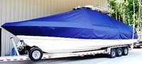 Photo of Wellcraft Scarab 35CCF 20xx T-Top Boat-Cover, viewed from Port Front 