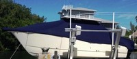 World Cat® 290 DC T-Top-Boat-Cover-Elite-2599™ Custom fit TTopCover(tm) (Elite(r) Top Notch(tm) 9oz./sq.yd. fabric) attaches beneath factory installed T-Top or Hard-Top to cover boat and motors