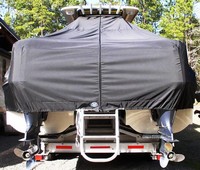 World Cat® 320 CC T-Top-Boat-Cover-Elite-2799™ Custom fit TTopCover(tm) (Elite(r) Top Notch(tm) 9oz./sq.yd. fabric) attaches beneath factory installed T-Top or Hard-Top to cover boat and motors