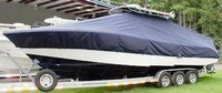 Photo of Yellowfin 32CC 19xx T-Top Boat-Cover, viewed from Port Front 
