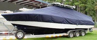 Photo of Yellowfin 32CC 20xx T-Top Boat-Cover, viewed from Port Front 