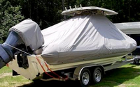 Photo of Zodiac Pro 850 20xx TTopCover™ T-Top boat cover, viewed from Starboard Rear 