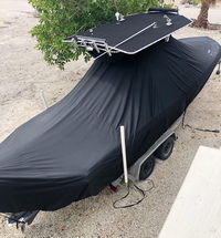 Photo of Bluewater 2350 19xx LaPorte&trade; T-TopCover TTopCover&trade; T-Top boat cover, viewed from Starboard Rear, above from RnR-Marine&trade; 