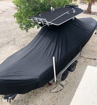 Photo of Bluewater 2350 20xx LaPorte&trade; T-TopCover TTopCover&trade; T-Top boat cover, viewed from Starboard Rear, above from RnR-Marine&trade; 