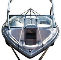 Boat-Cover-CCF-60008-Support-System&trade; Carver(r) Boat Cover Support System (Y-Strap) P/N 60008 supports your Boat Cover (to avoid pooling of rain water) with this system which is designed for simplicity with two pre-installed, adjustable straps that  nap quickly to the rear transom tow hooks and one 40-foot adjustable strap to cradle the bow. 