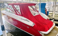 Photo of Cobalt 323, 2007: Bimini Top, Side Curtains, Aft-Transom-Curtain, viewed from port rear  (Factory OEM) 