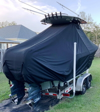 Photo of Cobia&reg; 237CC, 2017 T-T-T-LaPorte&trade; T-TopCover TTopCover&trade; T-Top Boat Cover, viewed from Starboard Rear from RnR Marine 