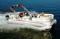 Photo of Factory OEM Fisher 220 Deluxe, 2009: Aft Bimini Top in Boot, Starboard Front   