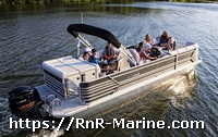 Photo of Factory OEM G3 SunCatcher Elite 326 C, 2020: Aft Bimini Top in Boot, Starboard Rear, above   