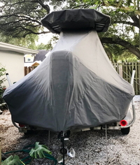Photo of Pioneer&reg; 	220 Bay Sport, 2019: LaPorte&trade; T-TopCover TTopCover&trade; T-Top boat cover, rear from RnR-Marine&trade; 
