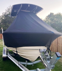 Photo of Pioneer&reg; 	Bulls Bay 200CC, 2022: LaPorte&trade; T-TopCover TTopCover&trade; T-Top boat cover, viewed from Starboard Front from RnR-Marine&trade; 