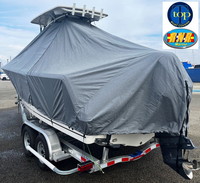 Photo of Sailfish 241CC, 2021 TTopCover™ T-Top boat cover Sunbrella Smoke Grey, viewed from port rear  (Factory OEM) 