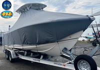 Photo of Sailfish 241CC, 2021 TTopCover™ T-Top boat cover Sunbrella Smoke Grey, viewed from Starboard Front  (Factory OEM) 