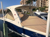 Photo of Scout 275 Dorado, 2017 Cockpit Cover Toast Tweed Sunbrella, viewed from port rear 