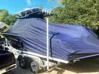 Photo of Sea Hunt&reg; Ultra-239 SE, 2021: LaPorte&trade; T-TopCover TTopCover&trade; T-Top boat cover, viewed from port rear from RnR-Marine&trade; 