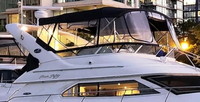 Photo of Sea Ray 450 Express Bridge, 2003: Bimini Top Bridge Bimini Full Enclosure, viewed from Starboard Front  (Factory OEM) 