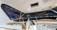 Photo of Factory OEM Sea Ray 540 Cockpit Motor Yacht, 2001: Bridge Hard-Top Full Enclosure, inside, front, port   