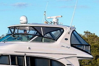 Photo of Factory OEM Sea Ray 540 Cockpit Motor Yacht, 2001: Bridge Hard-Top Full Enclosure, port front   