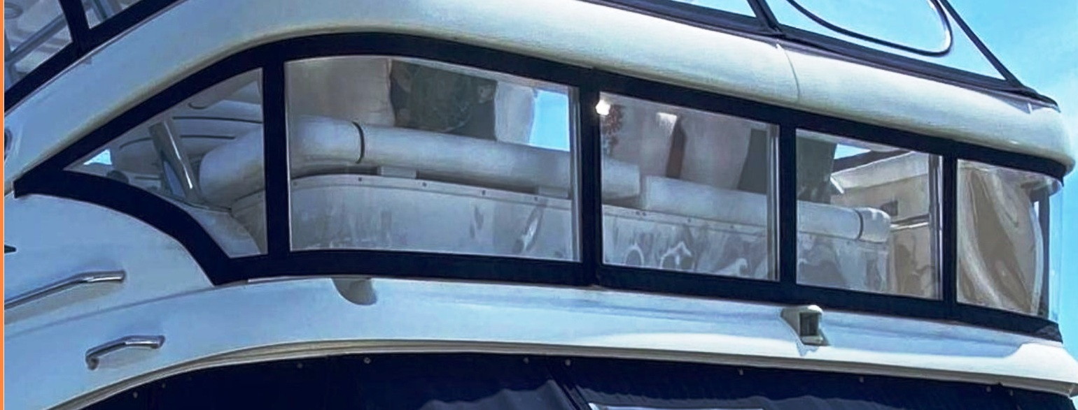 Photo of Sea Ray 58 Sedan Bridge, 2006-2008: 3 Lower, rear Bridge Curtains PA14412 CA14411 and SA14410  (Factory OEM) 