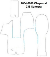 Flex-Dek_CHPL236Sunesta04-06&trade;SKU# CHPL236Sunesta04-06, (3) piece Snap-In Marine Carpet Mat Set (2 Cockpit, 1 Bow) for . Custom fit mat(s) offered in Marine Carpet (Berber, Cut Pile or Marine Tuft with AquaLoc(tm) or HydraBak(tm) backing) OR Marine Weave Vinyl (with thick Vinyl backing) (these backings do NOT degrade like some factory OEM black rubber backing), durable Sunbrella(r) edge binding and Stainless Steel Snaps