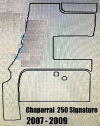 Carpet-Set_Snap-In-Carpet_CHPL250Signature07-09&trade;SKU# CHPL250Signature07-09, (3) piece Snap-In Marine Carpet Mat Set (3 Cockpit) for 2007-2009 Chaparral(r) 250 Signature. Custom fit mat(s) offered in Marine Carpet (Berber, Cut Pile or Marine Tuft with AquaLoc(tm) or HydraBak(tm) backing) OR Marine Weave Vinyl (with thick Vinyl backing) (these backings do NOT degrade like some factory OEM black rubber backing), durable Sunbrella(r) edge binding and Stainless Steel Snaps