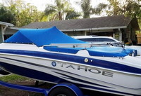 Photo of Tahoe Q5i No Tower, 2008: Bimini Top Lower in Boot, Cockpit Cover, viewed from Port Rear 