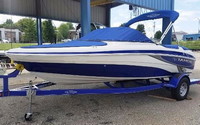 Photo of Tahoe Q5i No Tower, 2012: Bimini Top in Boot, Bow Cover Cockpit Cover, viewed from port front 