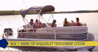 Photo of Tracker Sun Tracker Party Barge 20 DLX, 2016: Aft Canopy Top with QuickLift Deployment System, Starboard Side 