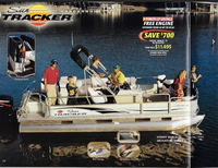 Photo of Tracker Sun Tracker Party Barge 21, 2004: Aft Canopy Top in Boot, 2004: Tracker Brochure Pages 