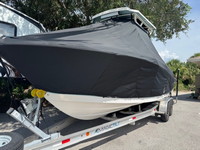 Photo of Wellcraft Scarab 242, 2019 TTopCover™ T-Top boat cover, viewed from port front  (Factory OEM) 