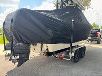 Photo of Wellcraft Scarab 242, 2019 TTopCover™ T-Top boat cover, viewed from Starboard Rear  (Factory OEM) 